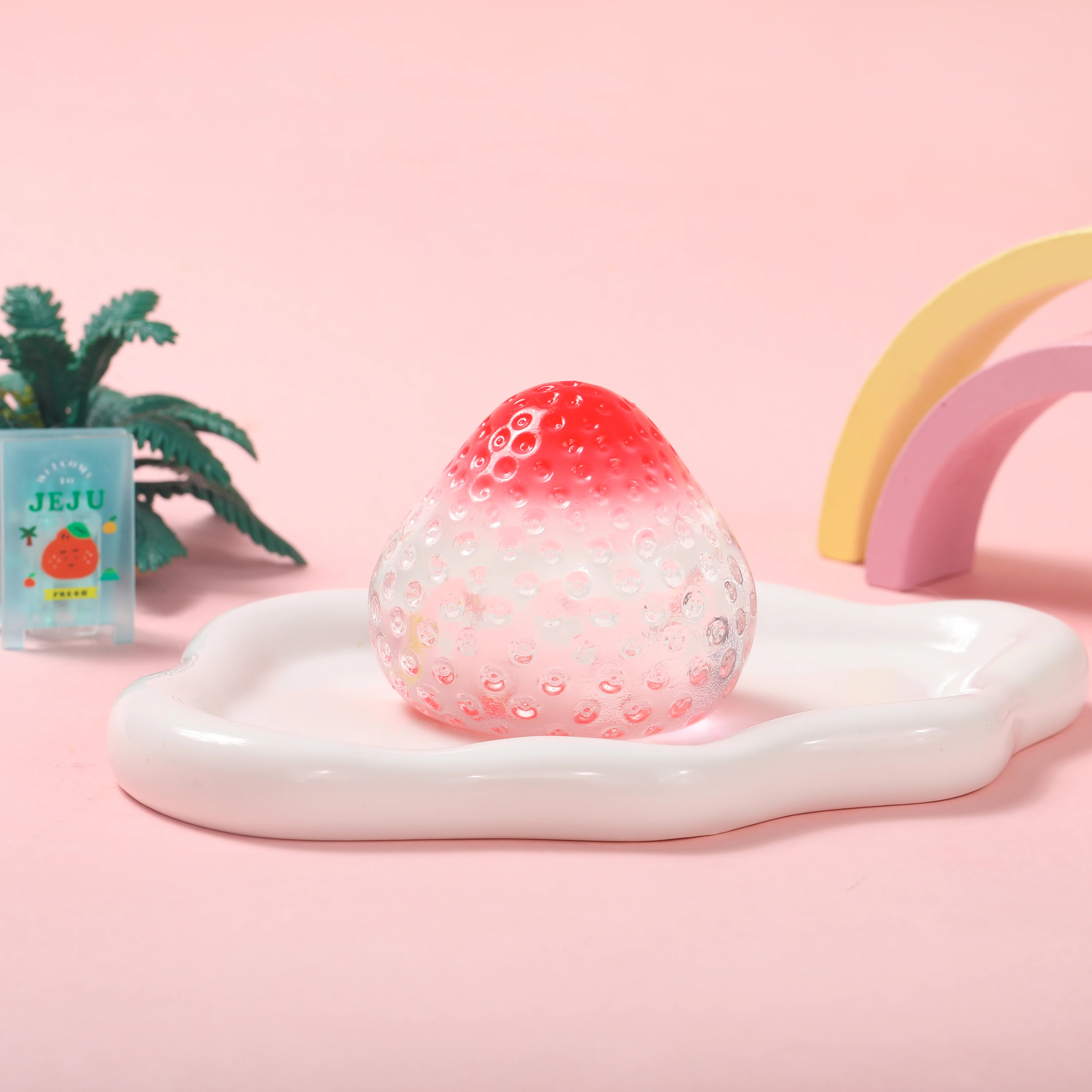 130g Red-Topped Transparent Strawberry Taba Squishy - Image 4