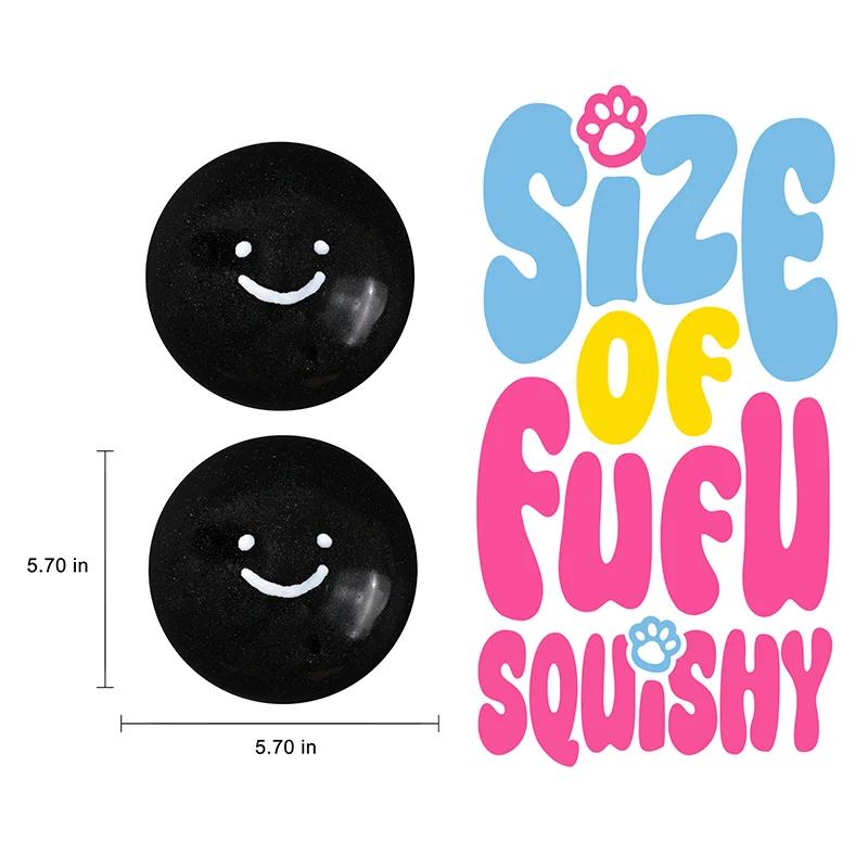 1600g Crystal Black Sparkling Smile Ball Squishy - Image 5