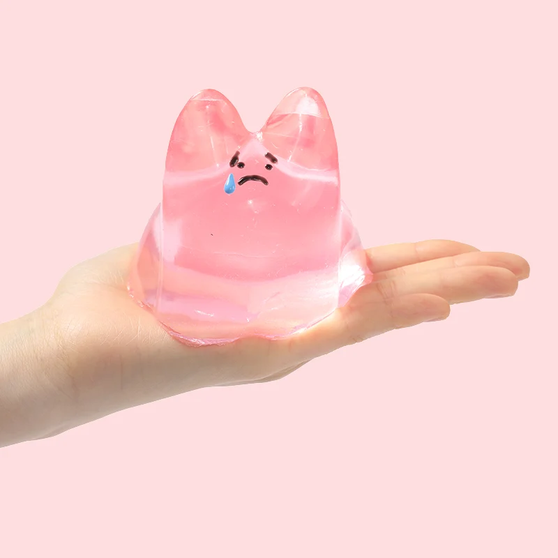 250g Crystal Pink Sad Face Bunny Taba Squishy - Image 3