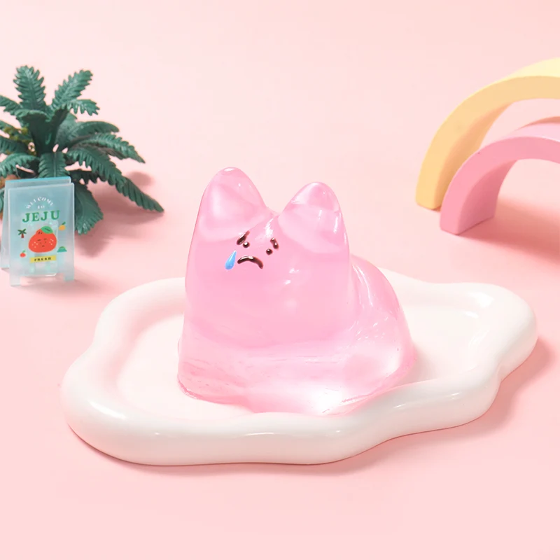 250g Crystal Pink Sad Face Bunny Taba Squishy - Image 4