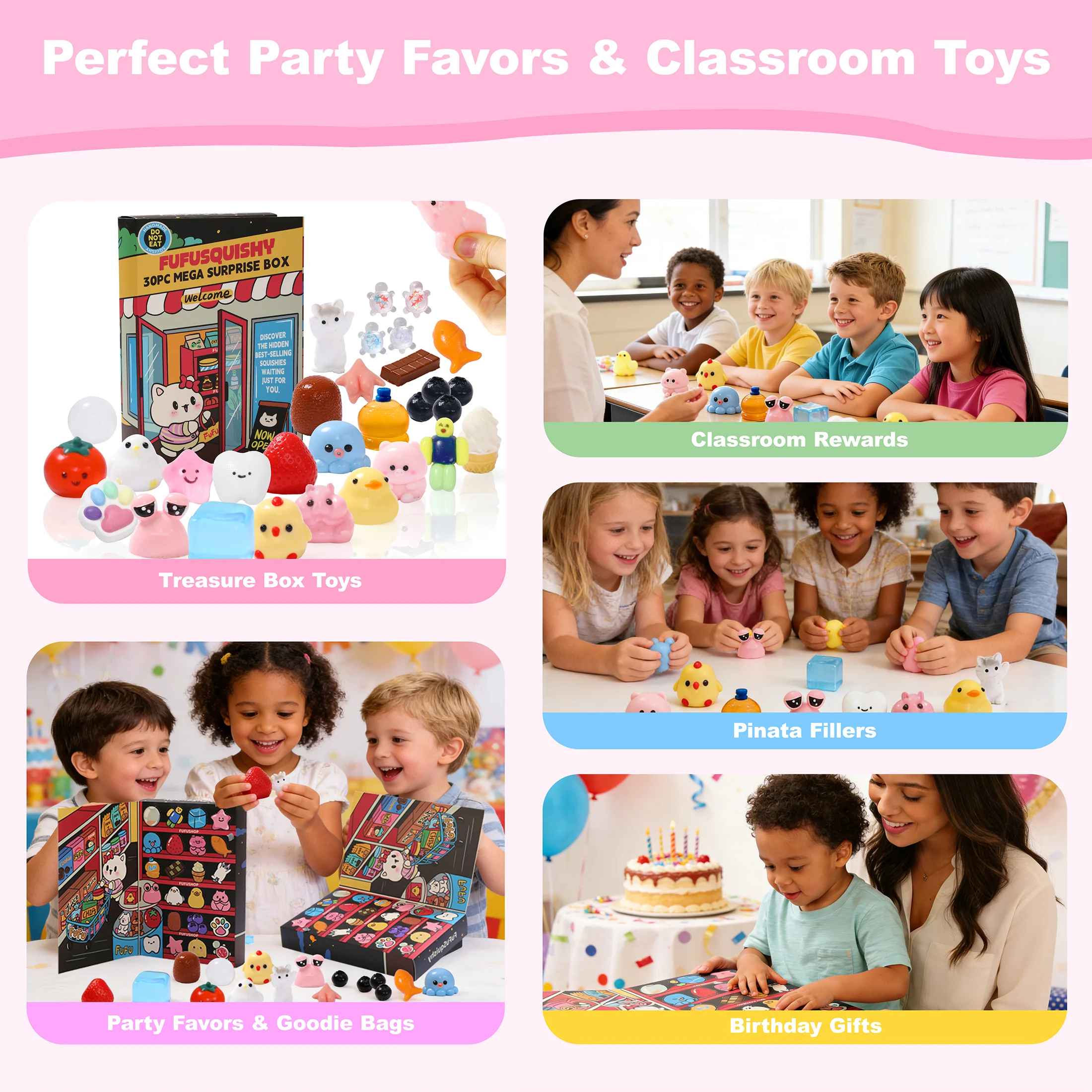 30pcs Random FUFUSQUISHY Surprise Squishy Pop Box - Image 5