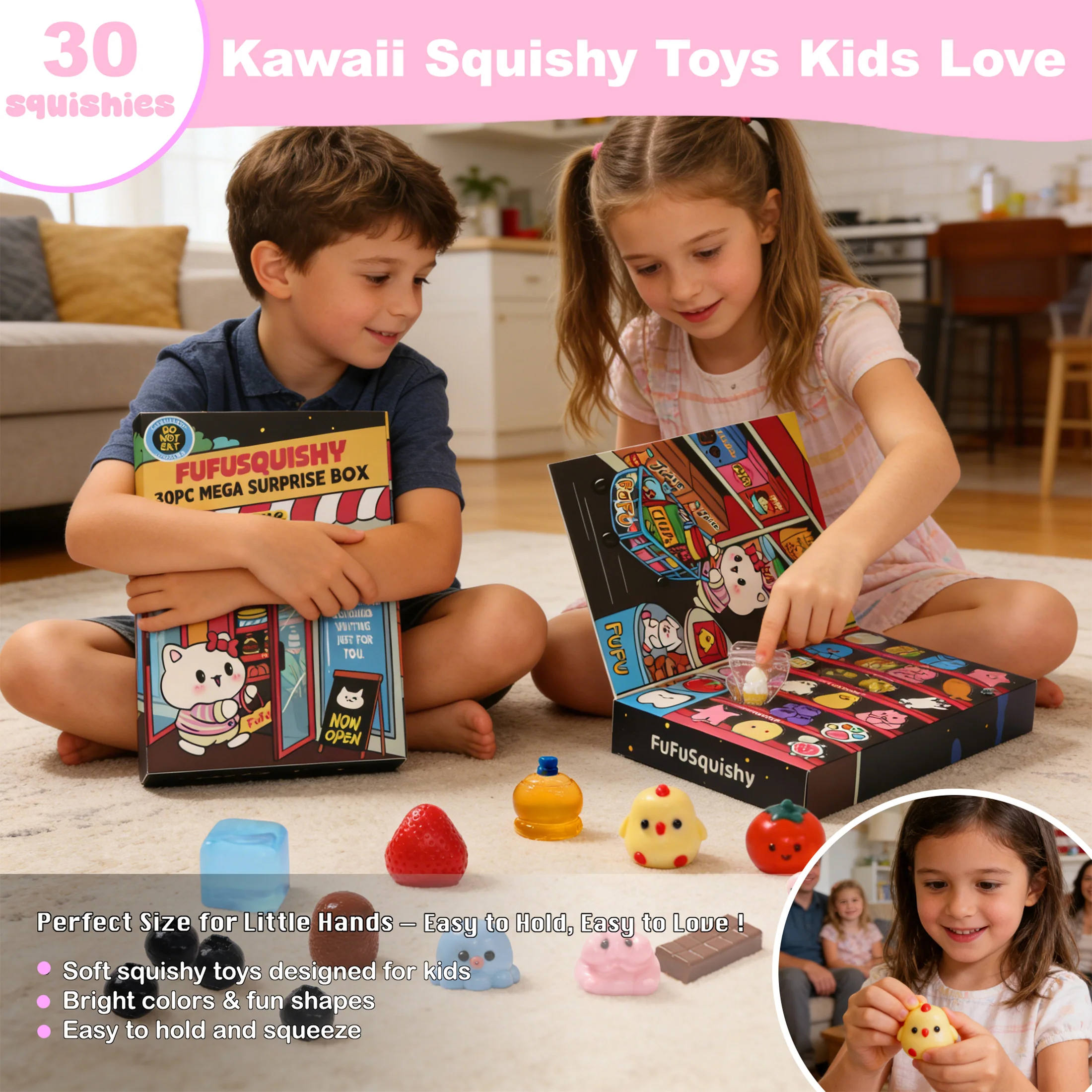 30pcs Random FUFUSQUISHY Surprise Squishy Pop Box - Image 7