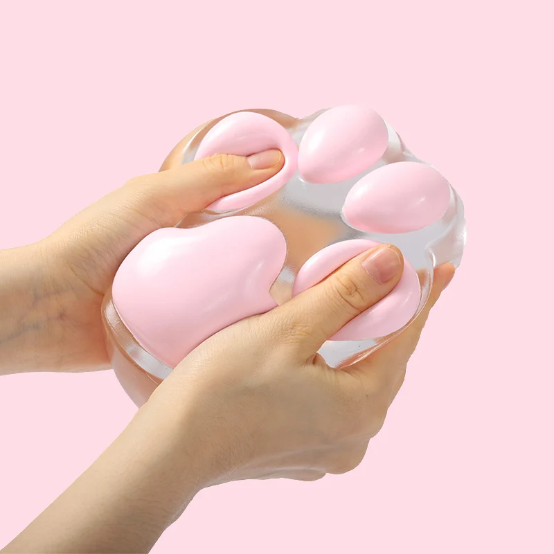 800g Super Crystal Based Pink Cat Paw Taba Squishy - Image 2