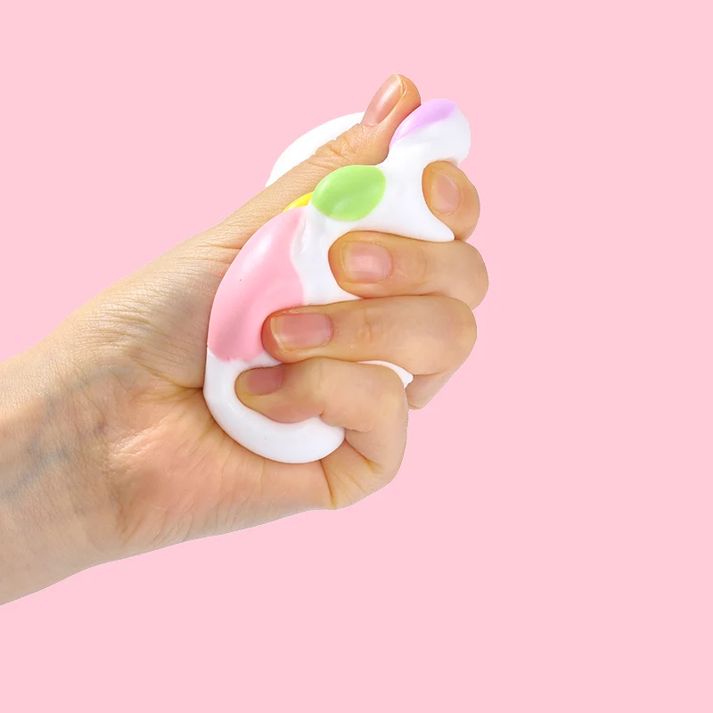 80g White Base Pink with Rainbow Cat Paw Taba Squishy - Image 2
