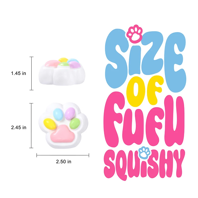 80g White Base Pink with Rainbow Cat Paw Taba Squishy - Image 5