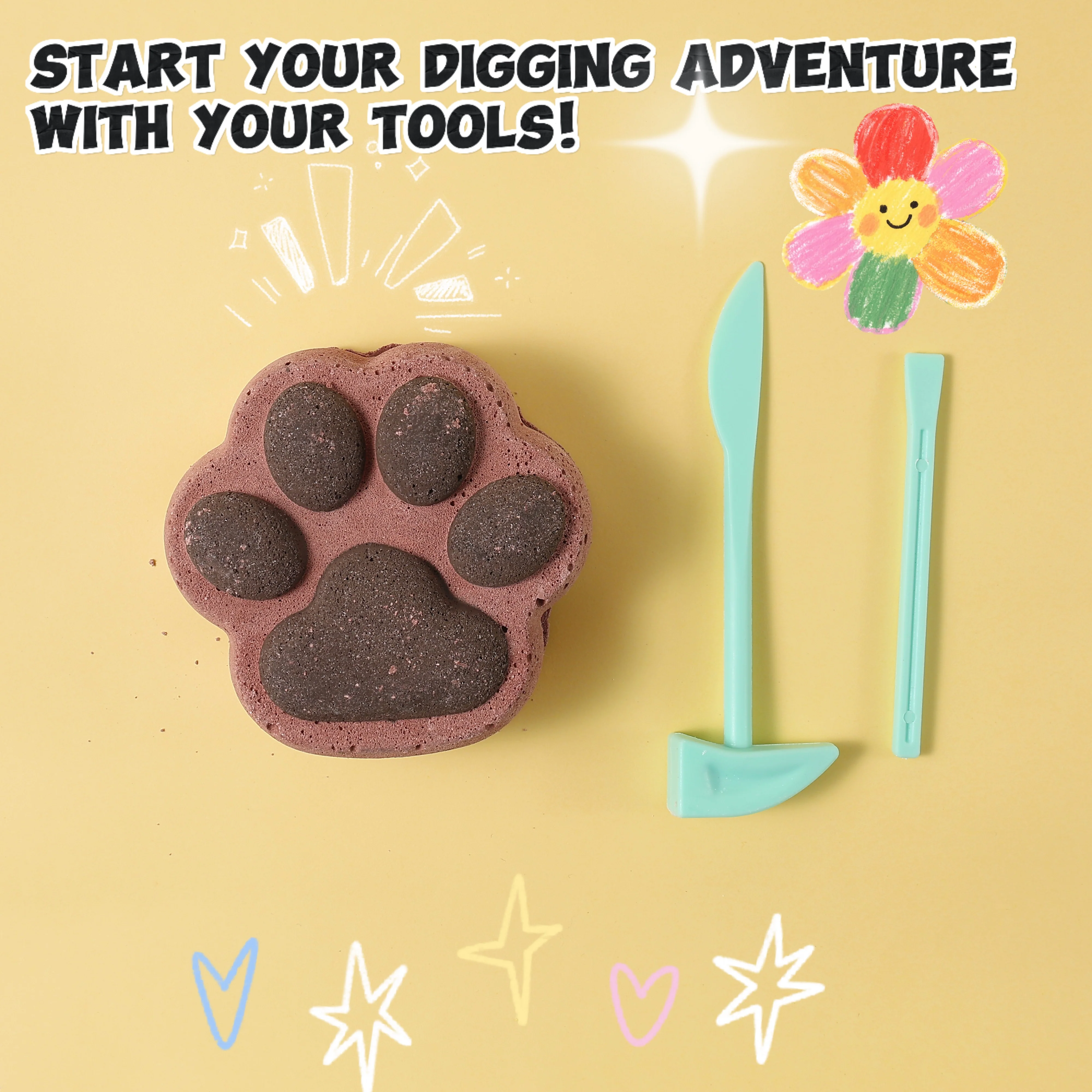 FUFUSQUISHY Chocolate Middle Large Cat Paw Dig Kit (20+ mini cat paw squishies) - Image 4