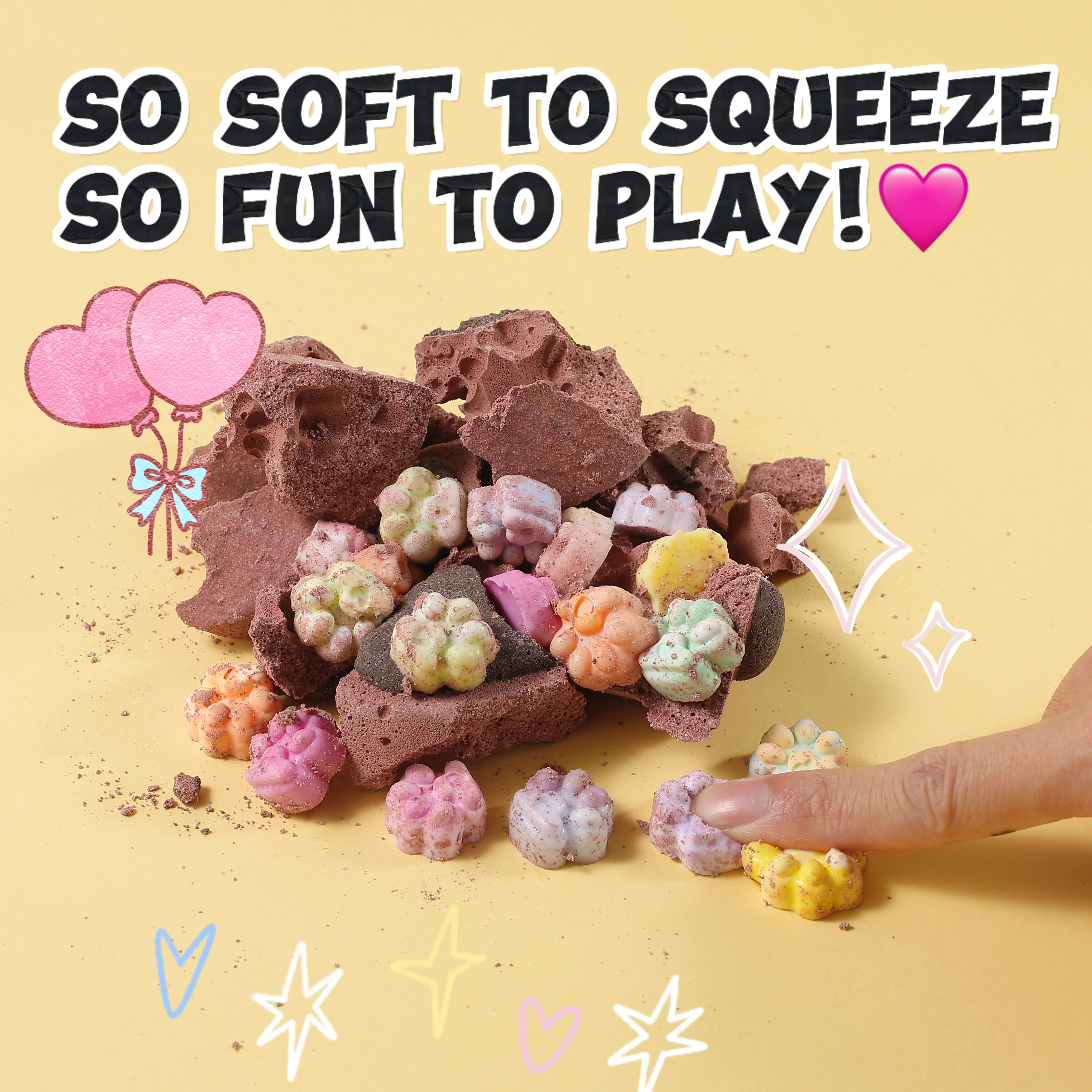 FUFUSQUISHY Chocolate Middle Large Cat Paw Dig Kit (20+ mini cat paw squishies) - Image 6
