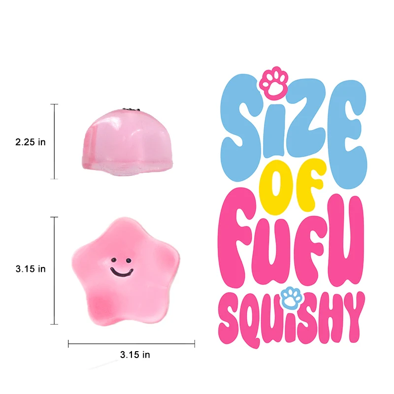 180g Crystal Pink Transparent Smiley Star Taba Squishy - Image 5