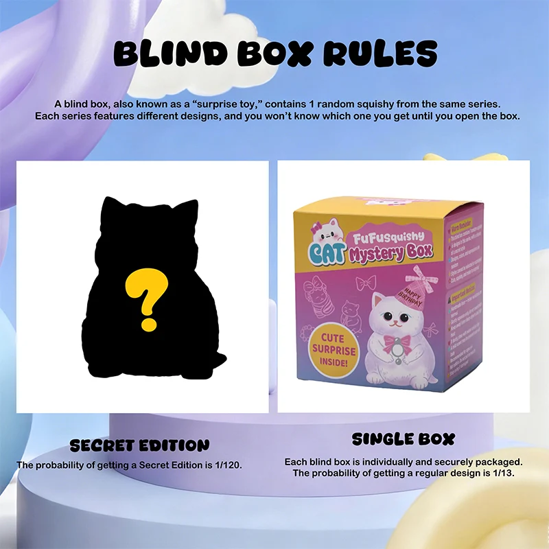 FUFUSQUISHY Cat Series Blind Box, FUFU SQUISHY Handmade Kawaii Cat Squishy Toys, Soft Sensory Fidget Toys, Cute Collectible Stress Relief Toys for Kids, Party Favors & Birthday Gifts - Image 8