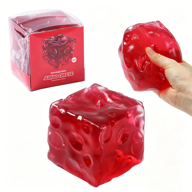 FUFUSQUISHY Crystal Red Jumbo Cheese Squishy Original Sensory