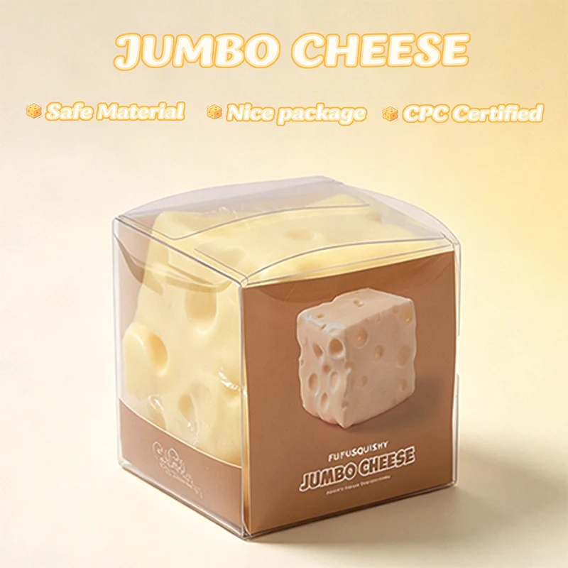 FUFUSQUISHY Jumbo Cheese Squishy Fidget Toy Stress Ball - Image 5
