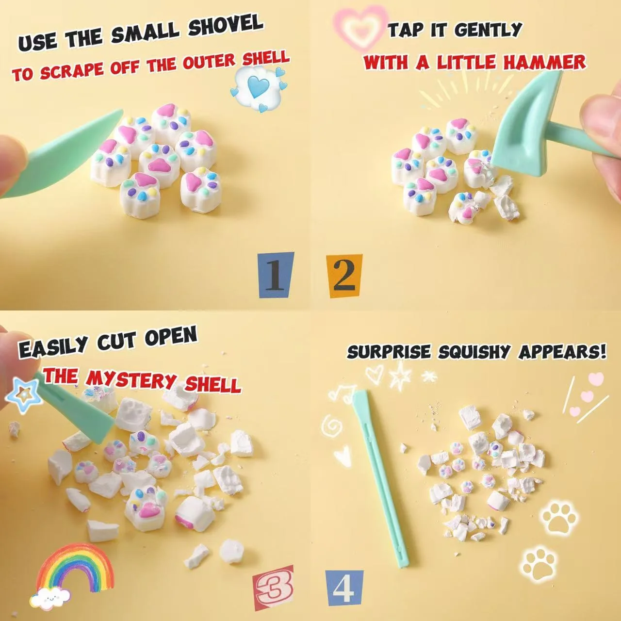 FUFUSQUISHY 7pc Mini Cat Paw Squishy Dig Kit - Image 5