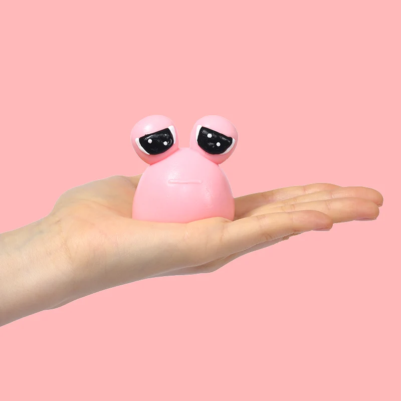 70g Pink Sad Frog Pou Taba Squishy - Image 3